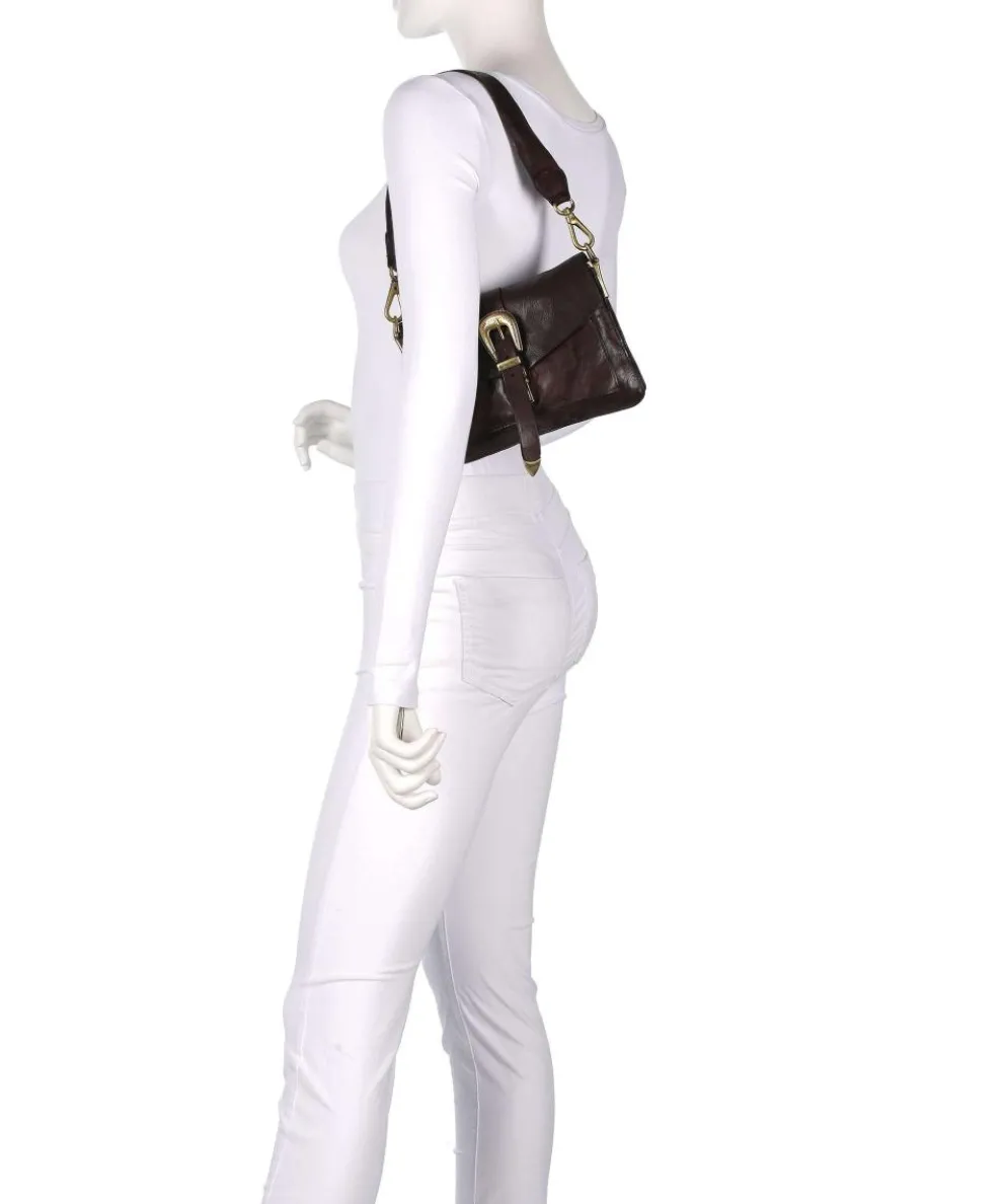 Shoulder bag fine grain cow leather dark brown