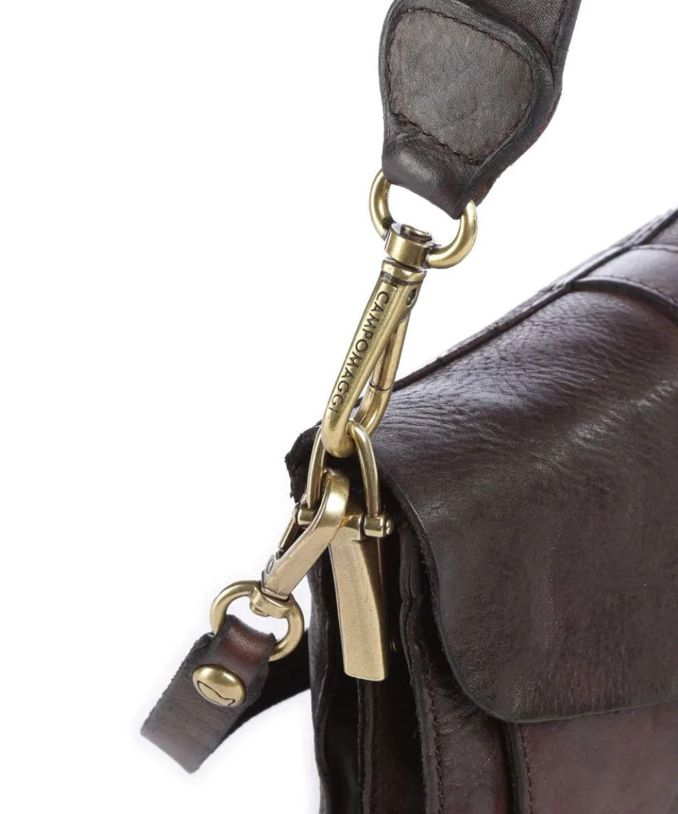 Shoulder bag fine grain cow leather dark brown