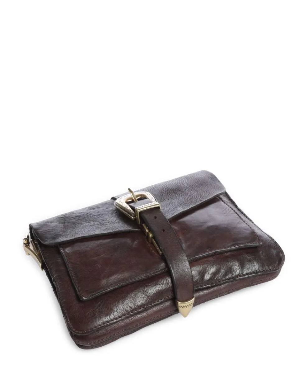 Shoulder bag fine grain cow leather dark brown