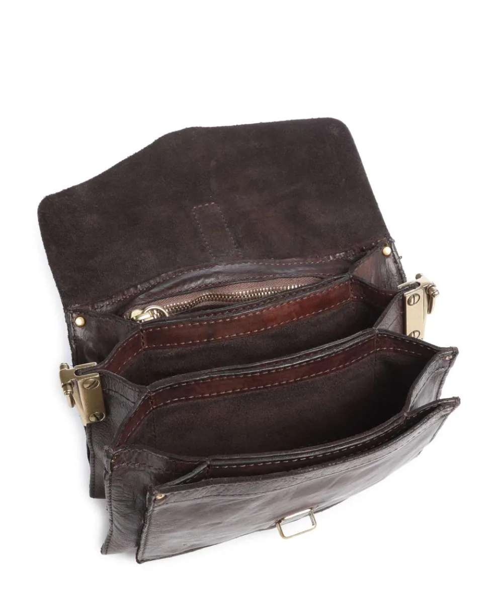 Shoulder bag fine grain cow leather dark brown
