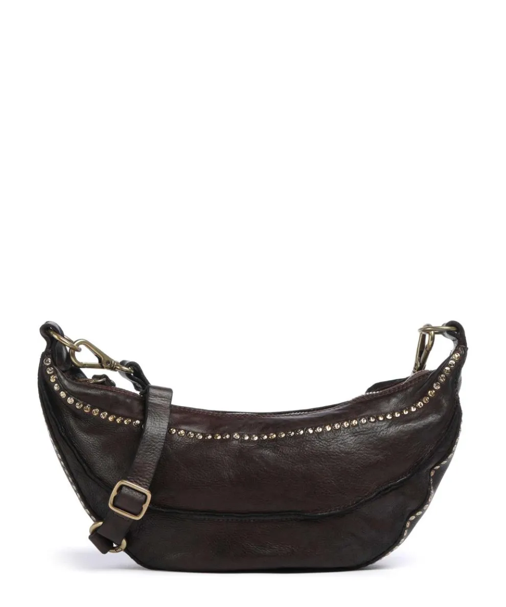 Crossbody bag grained cow leather dark brown