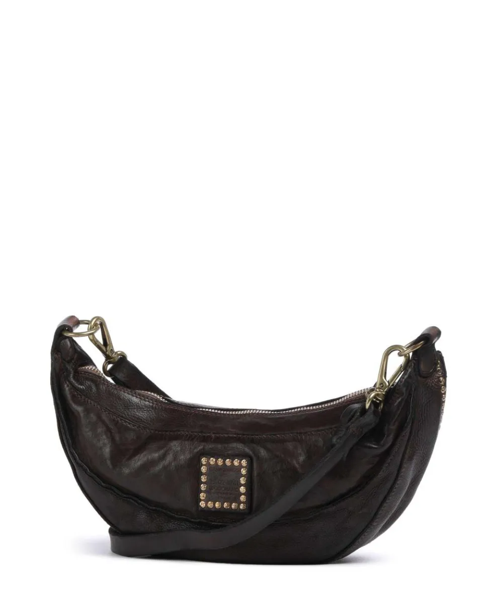 Crossbody bag grained cow leather dark brown