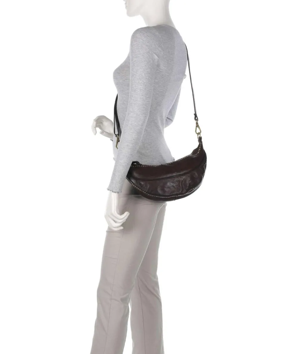 Crossbody bag grained cow leather dark brown