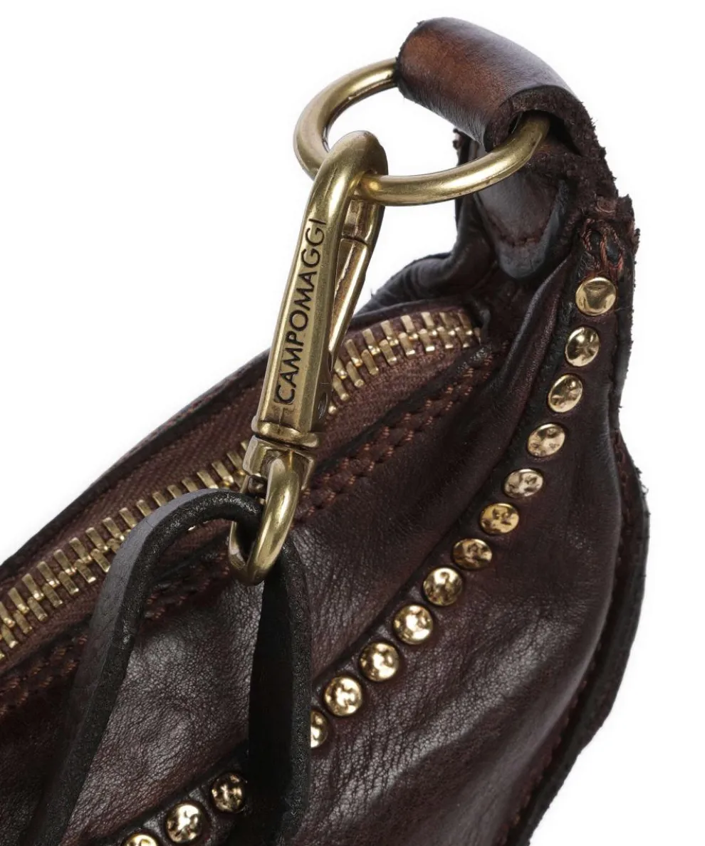 Crossbody bag grained cow leather dark brown