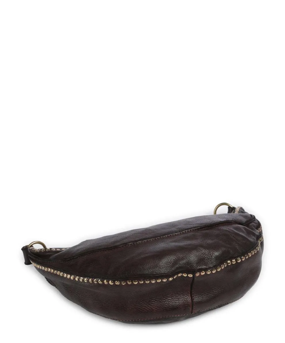 Crossbody bag grained cow leather dark brown