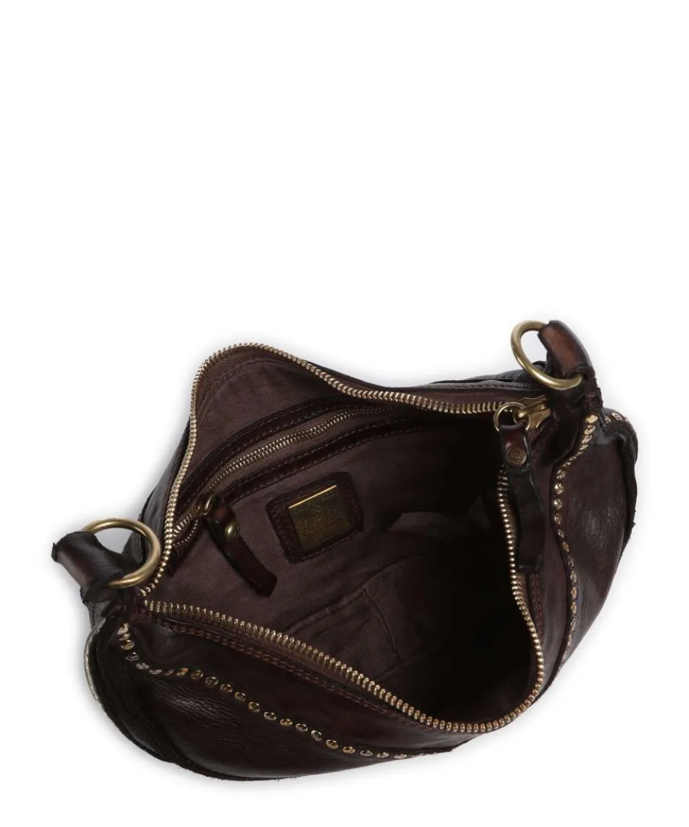 Crossbody bag grained cow leather dark brown