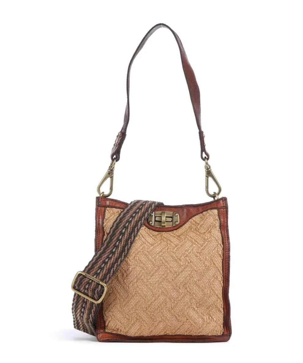 Shoulder bag grained cow leather brown/beige
