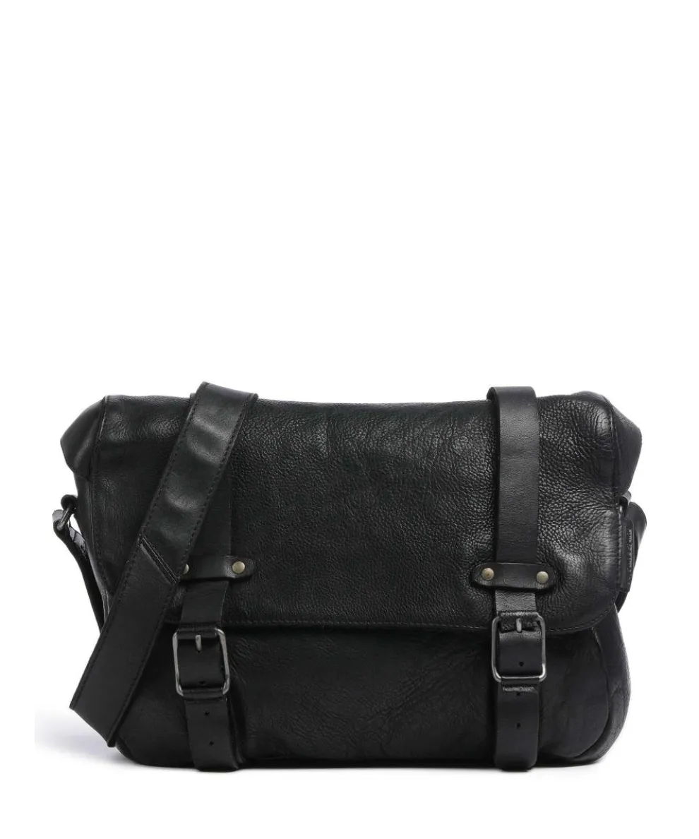 Barbershop Anchor Messenger bag grained leather black