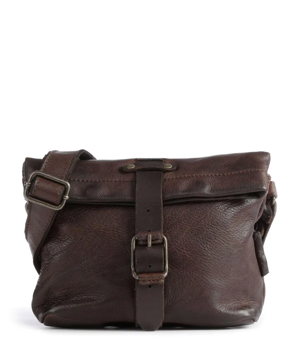 Barbershop Stubble Crossbody bag grained leather dark brown