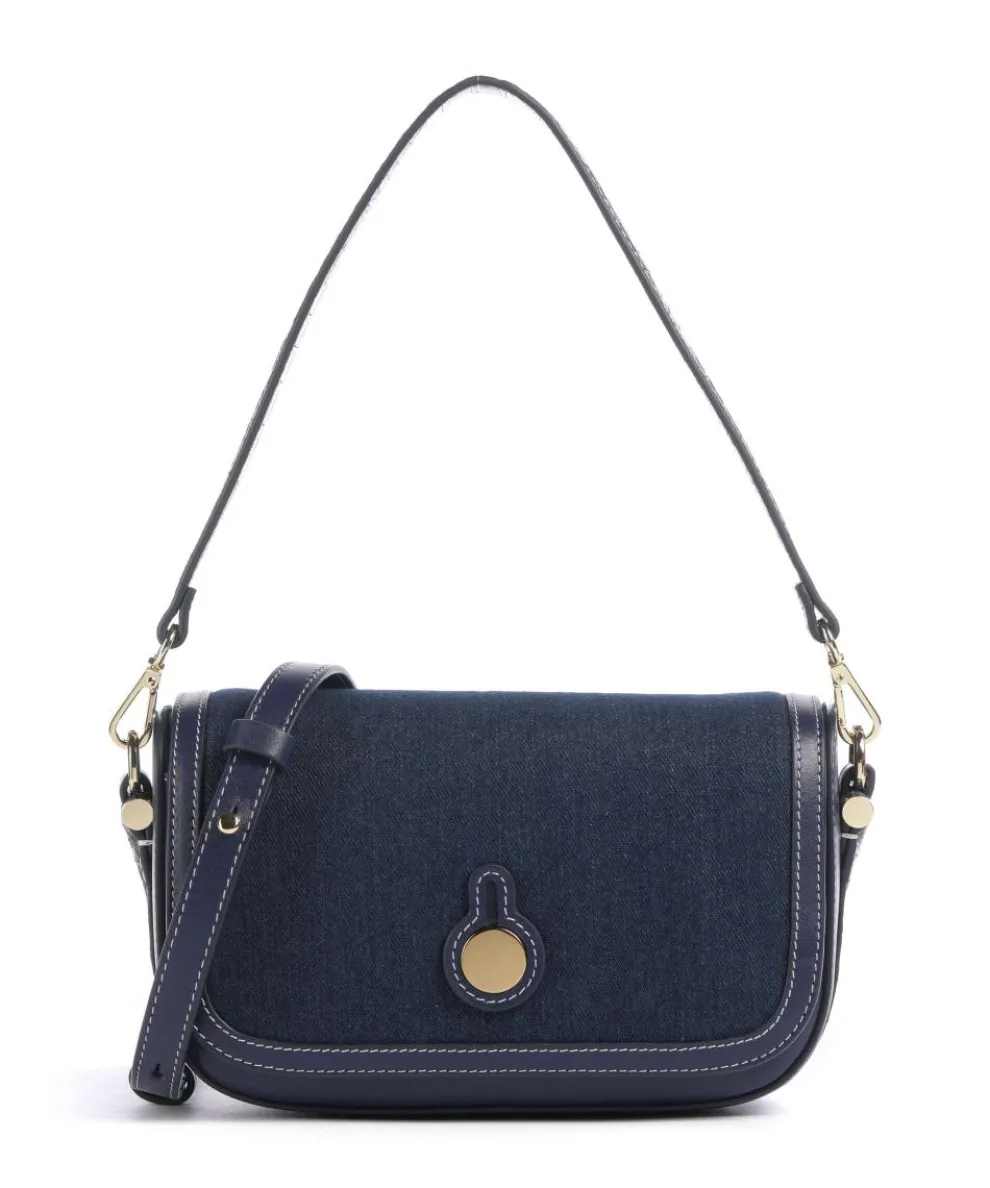 Bathurst Mews Shoulder bag canvas, cow leather dark blue