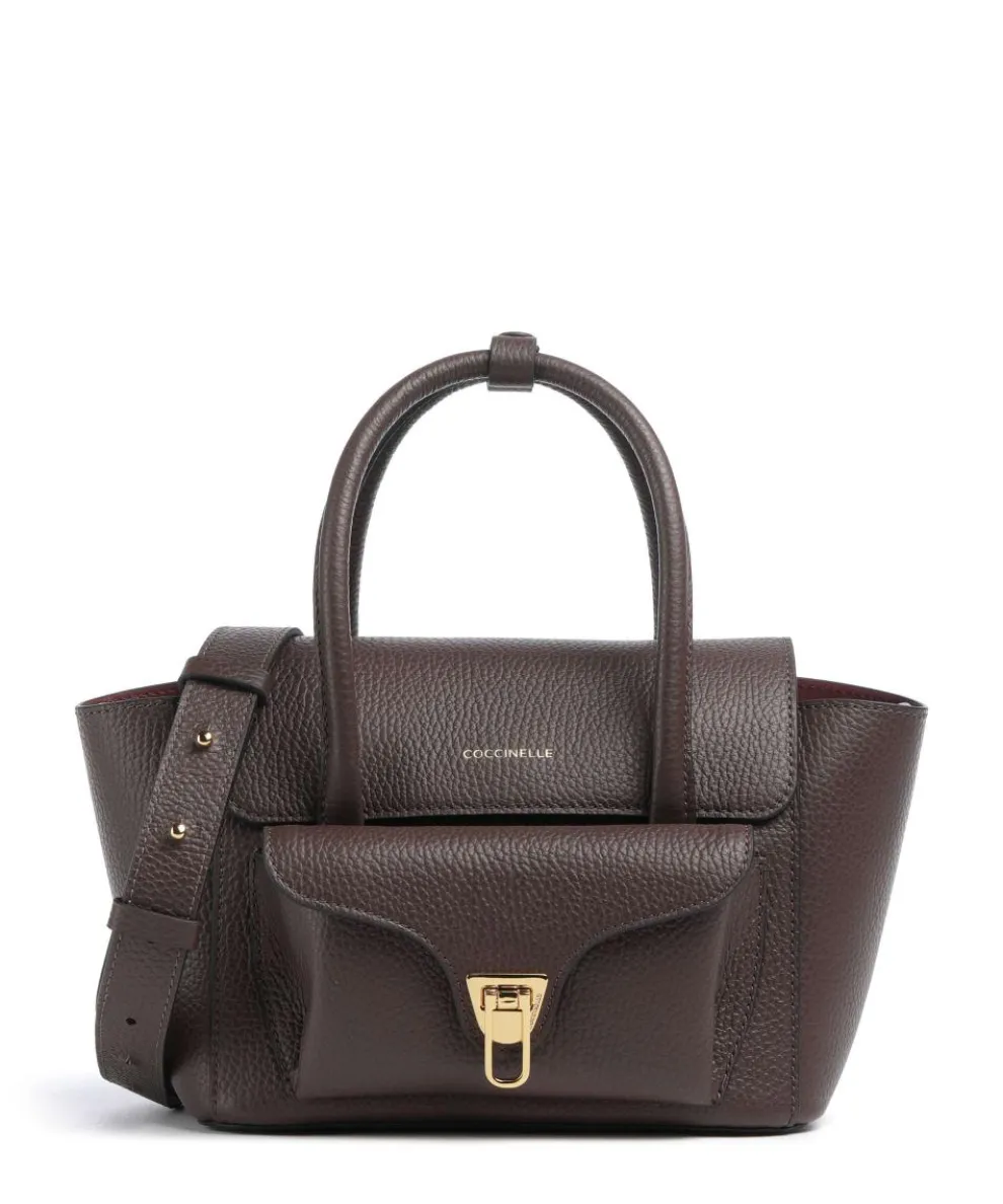 Beat Double Handbag grained cow leather dark brown