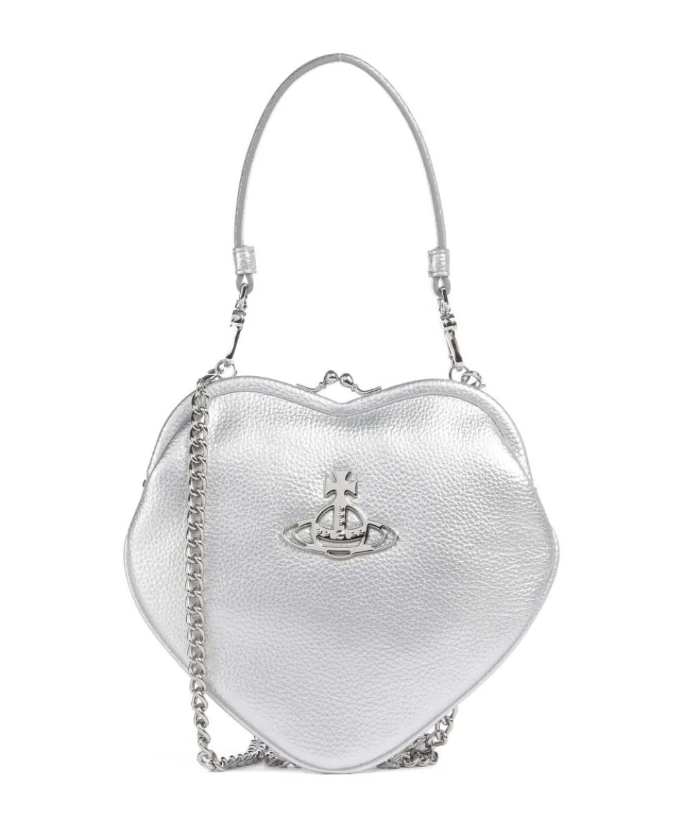 Belle Heart Frame Re-Vegan Grain Shoulder bag imitation leather silver
