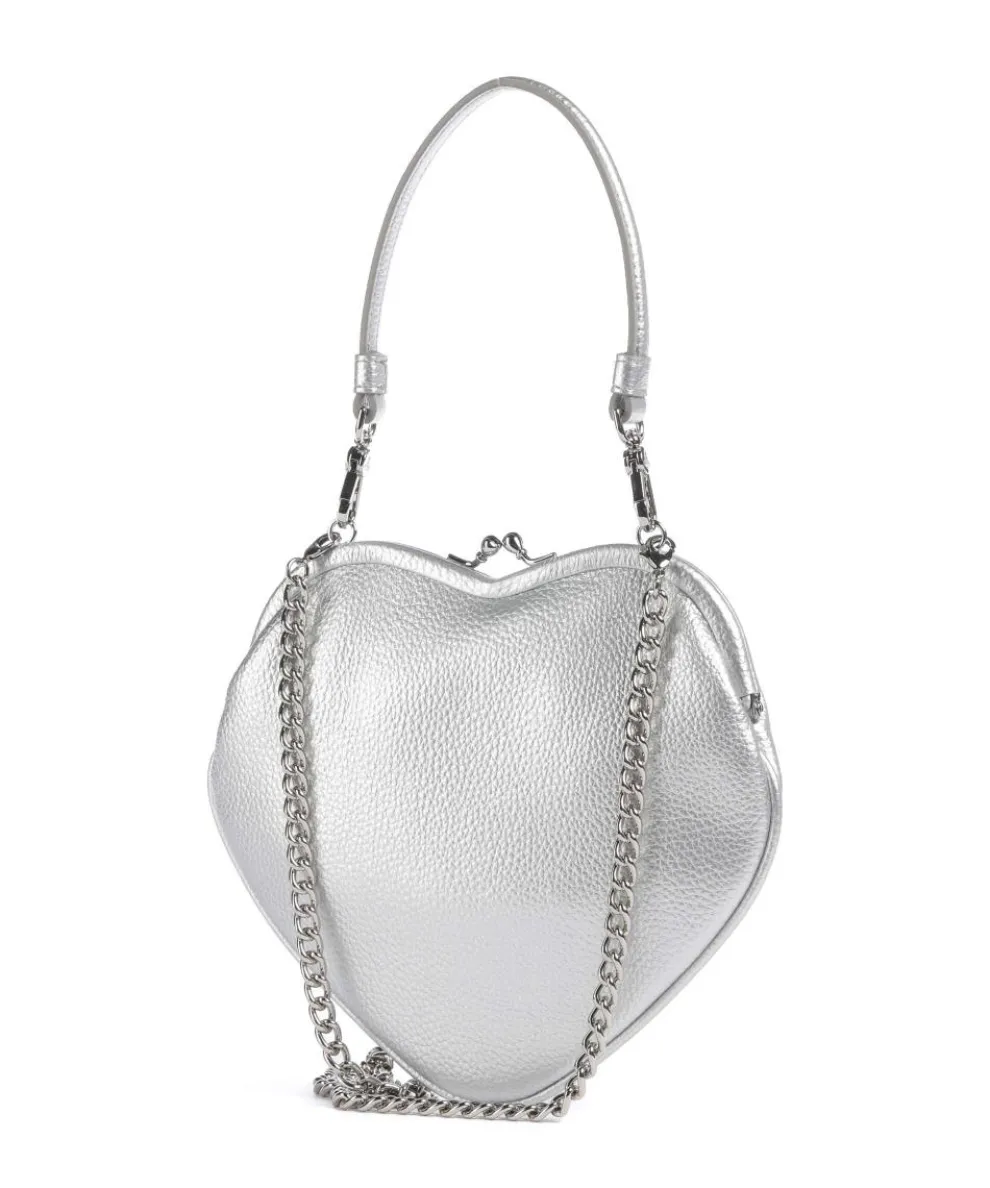 Belle Heart Frame Re-Vegan Grain Shoulder bag imitation leather silver
