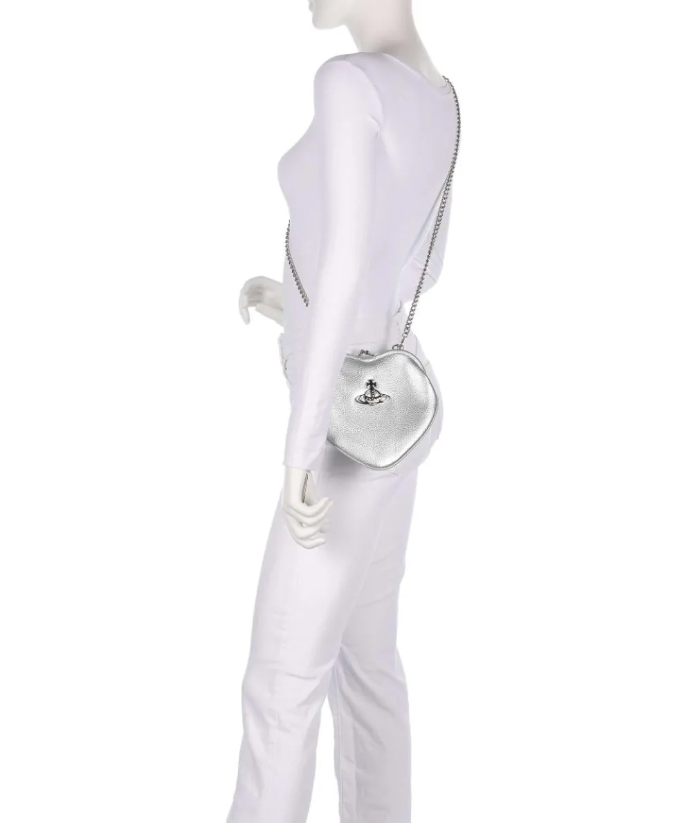 Belle Heart Frame Re-Vegan Grain Shoulder bag imitation leather silver