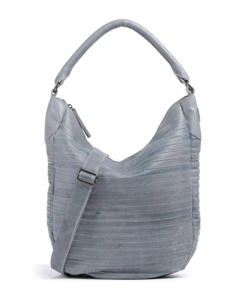 Bestseller Collection Gürteltier S Hobo bag grained leather light blue
