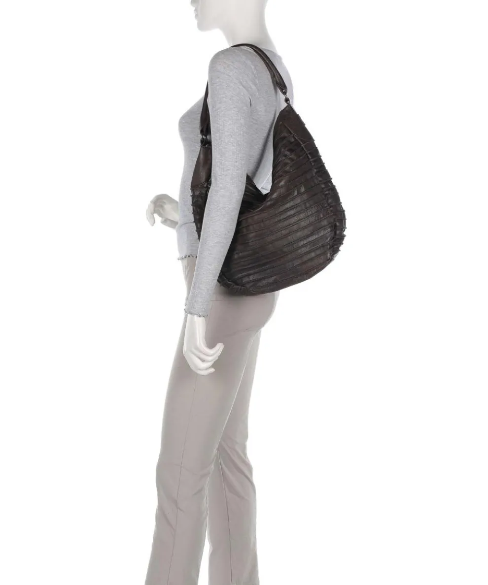 Bestseller Hobo bag grained leather dark brown