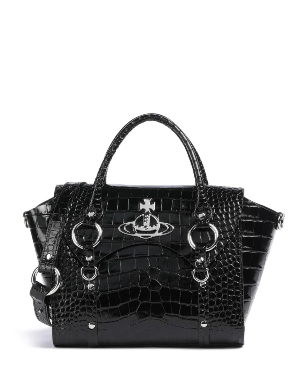 Betty Embossed Croc Medium Handbag embossed calfskin black
