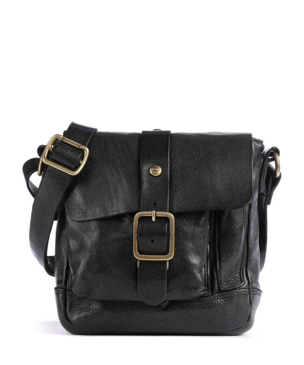 Crossbody bag grained cow leather black