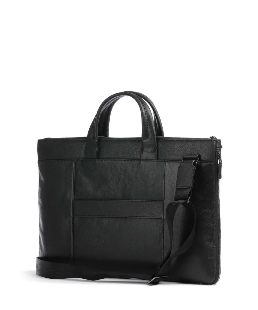 Black Square Briefcase 15″ fine grain cow leather black