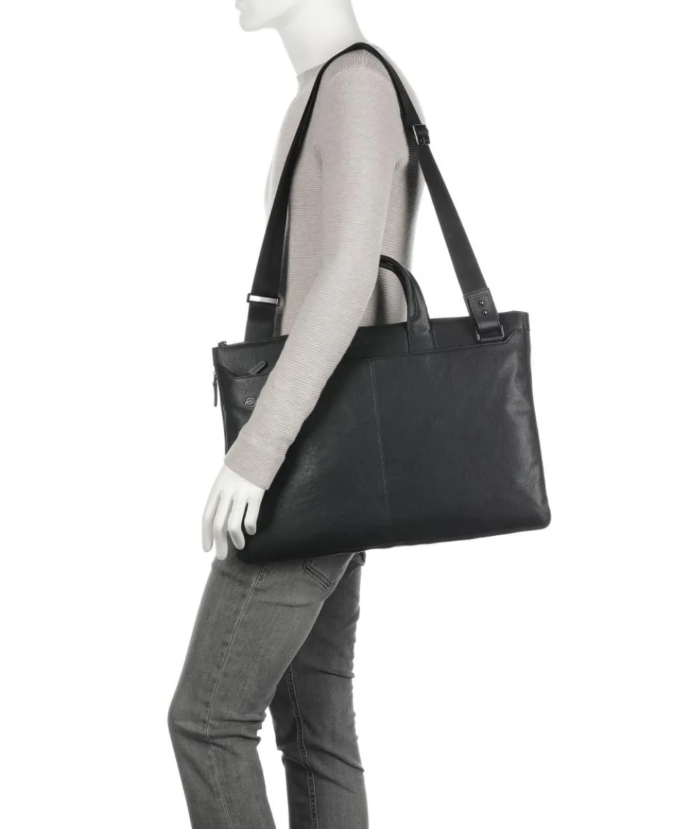 Black Square Briefcase 15″ fine grain cow leather black