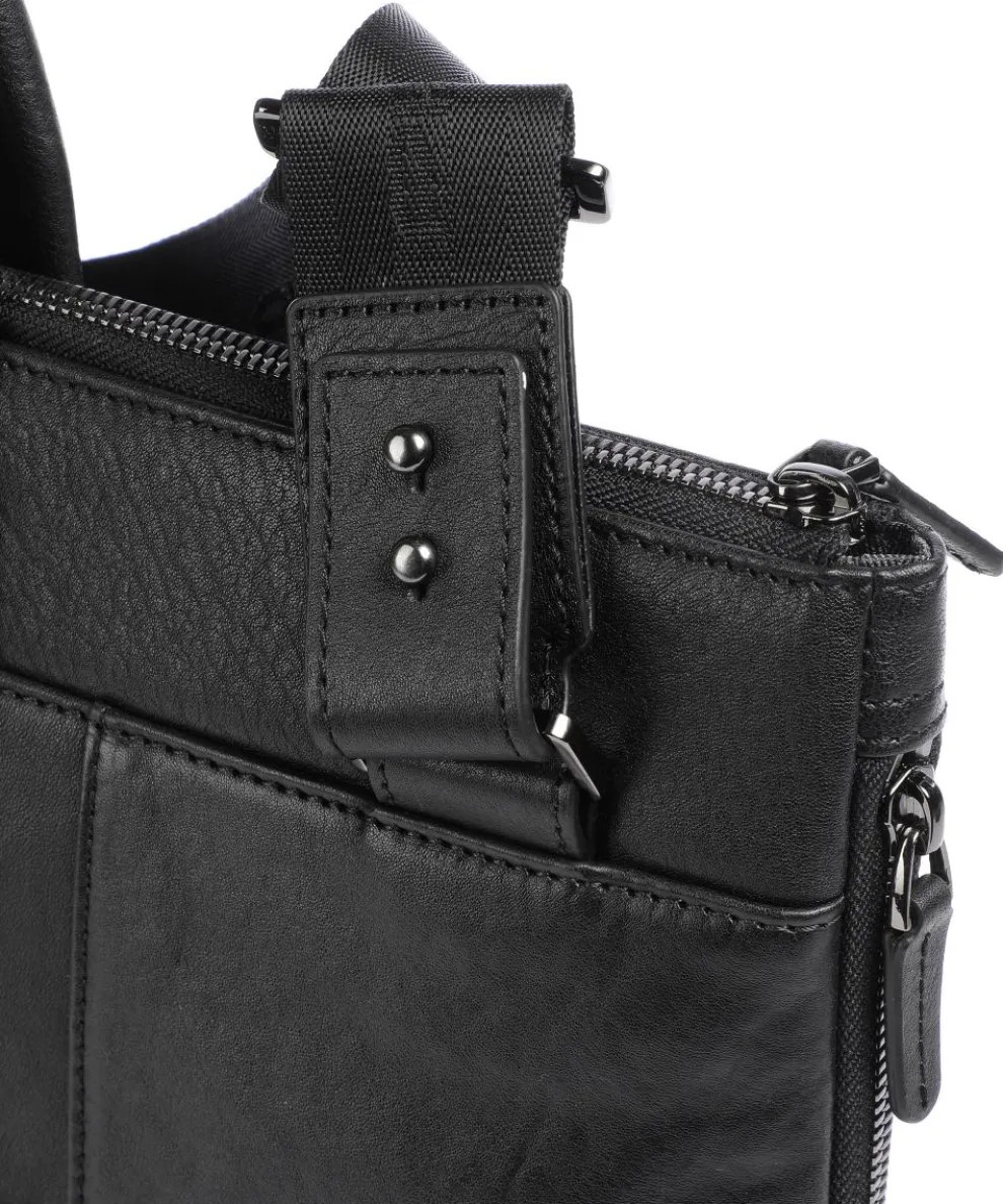 Black Square Briefcase 15″ fine grain cow leather black