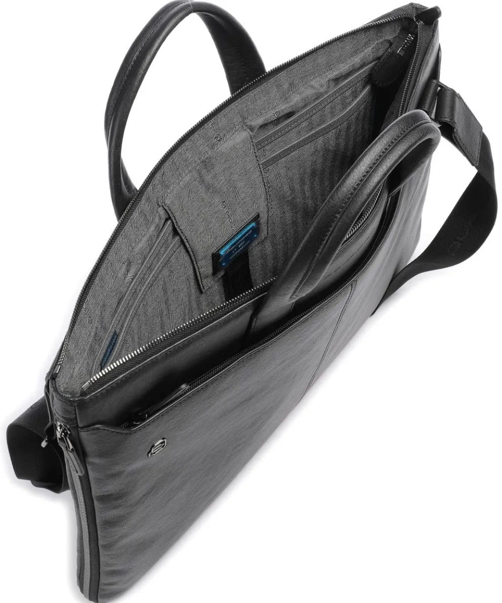 Black Square Briefcase 15″ fine grain cow leather black