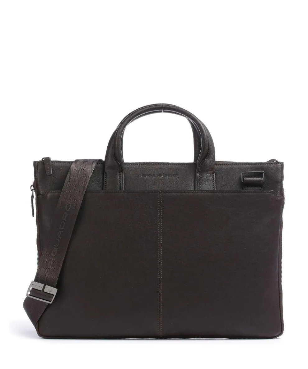 Black Square Briefcase 15″ fine grain leather dark brown