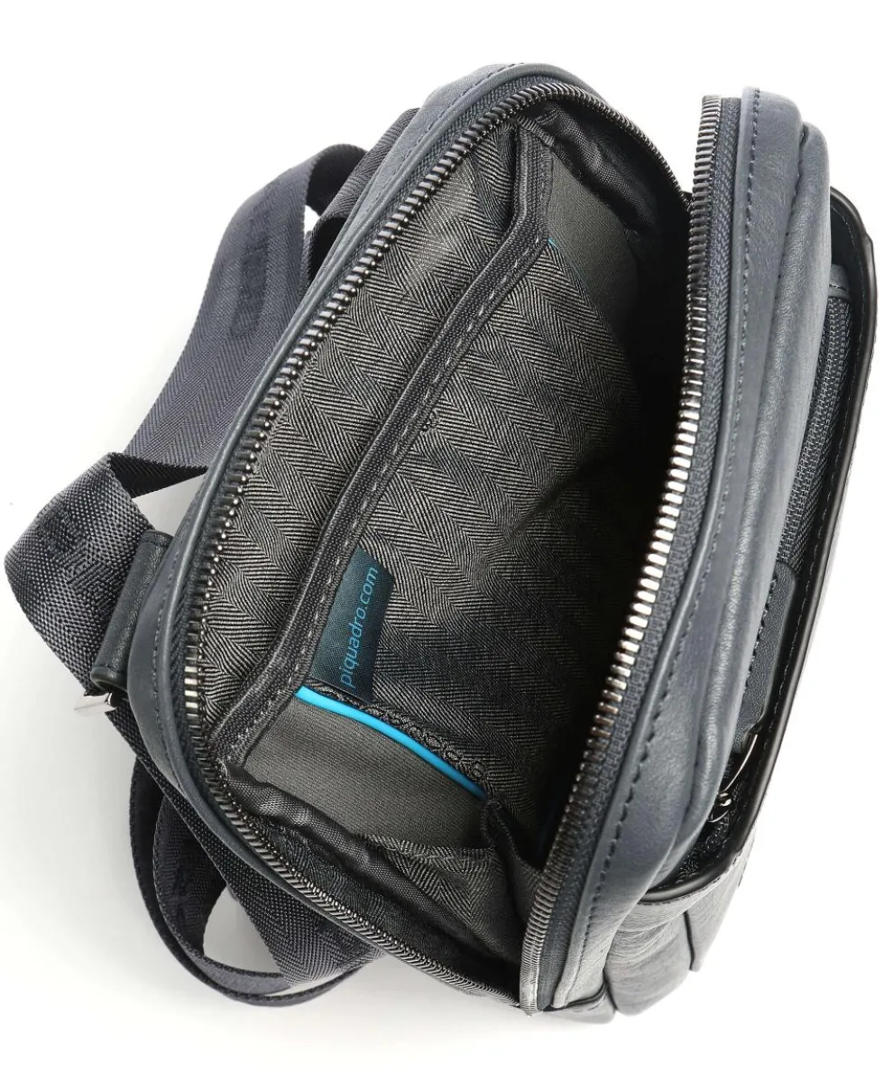 Black Square Crossbody bag grained cow leather blue-grey