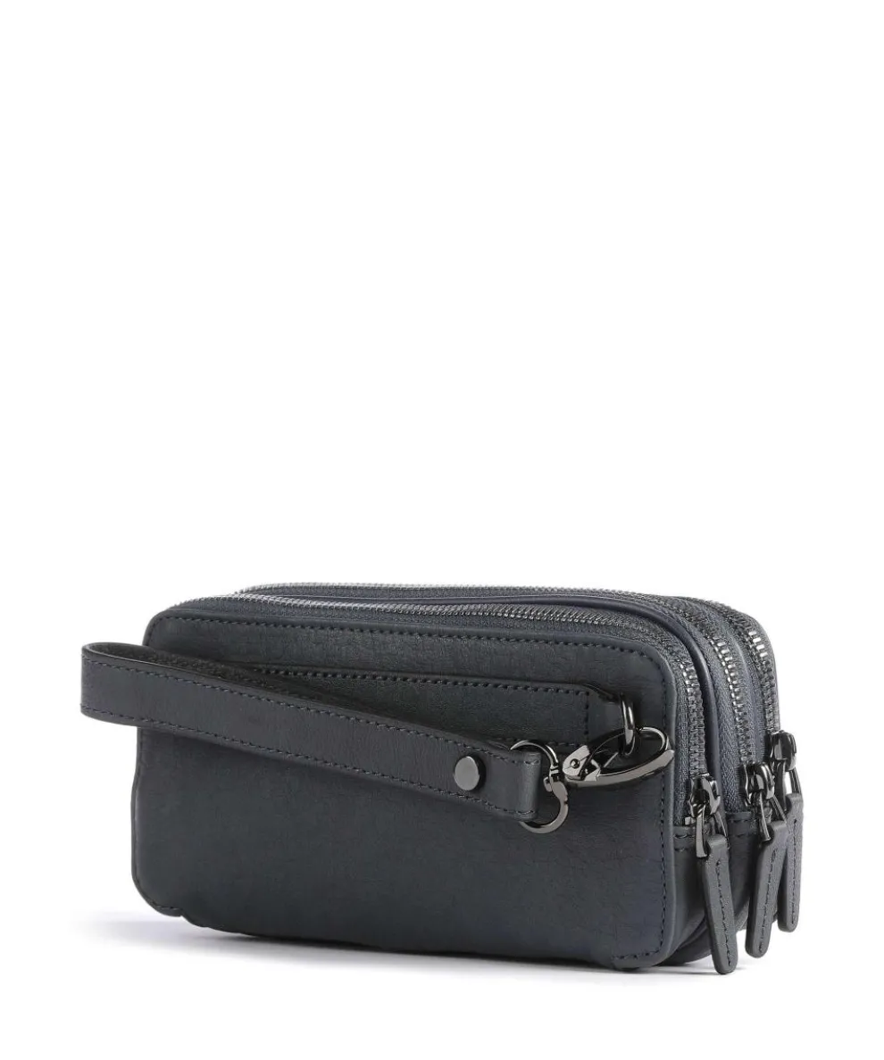 Black Square Wristlet leather, fine grain leather dark blue