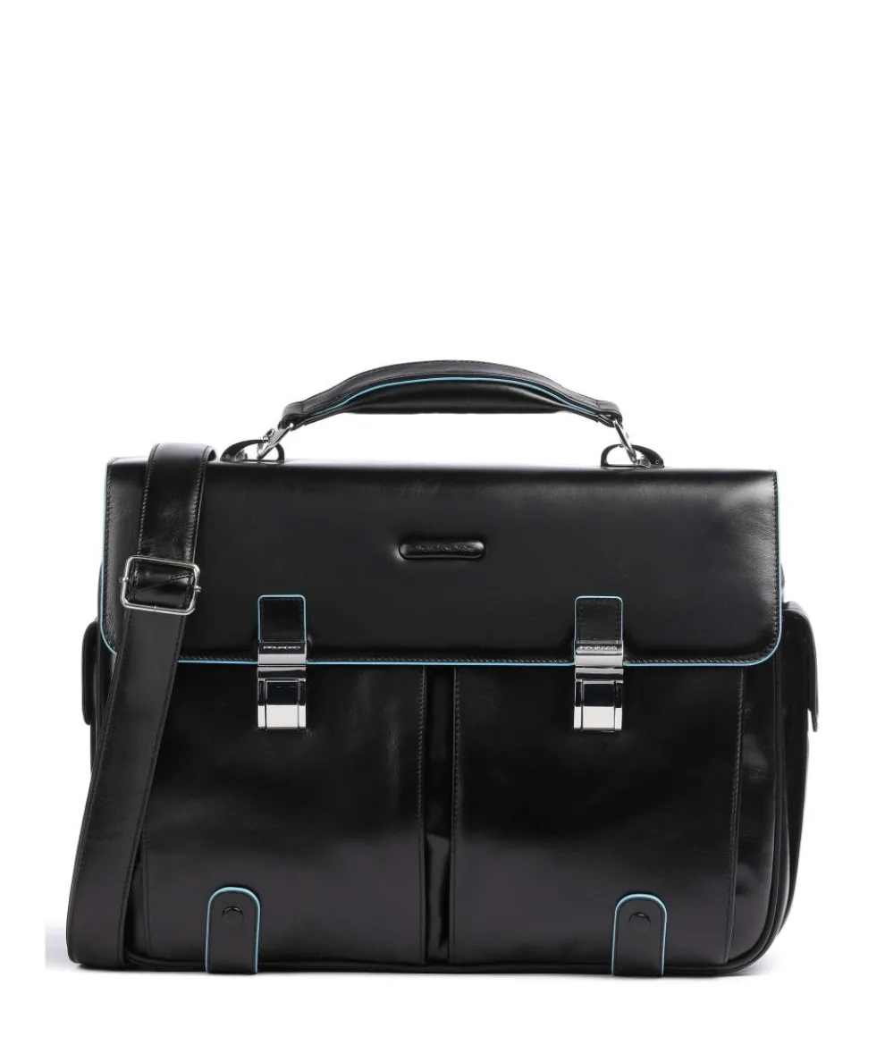Blue Square Briefcase 15″ leather, grained leather black