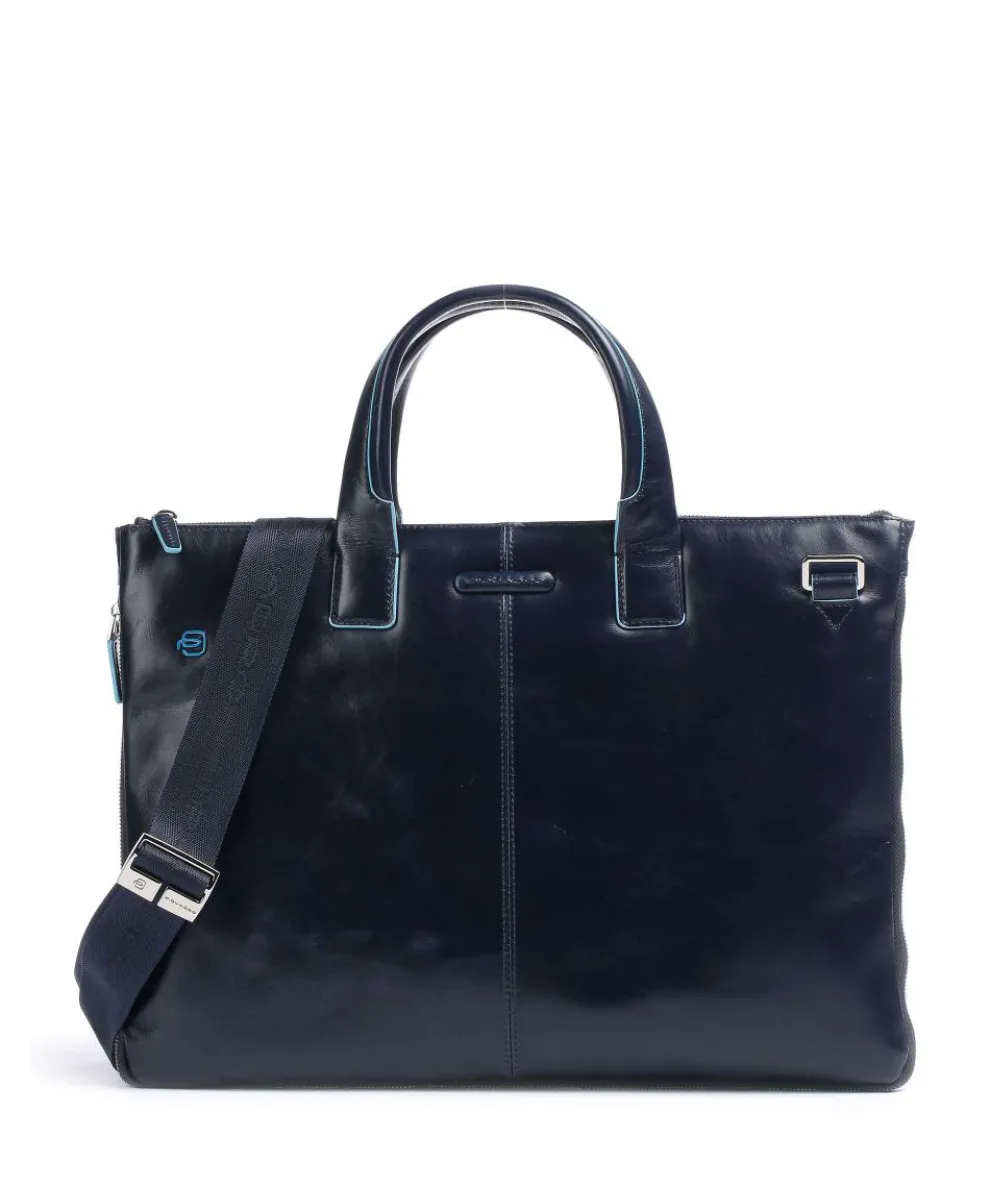 Blue Square Briefcase 15″ smooth leather dark blue