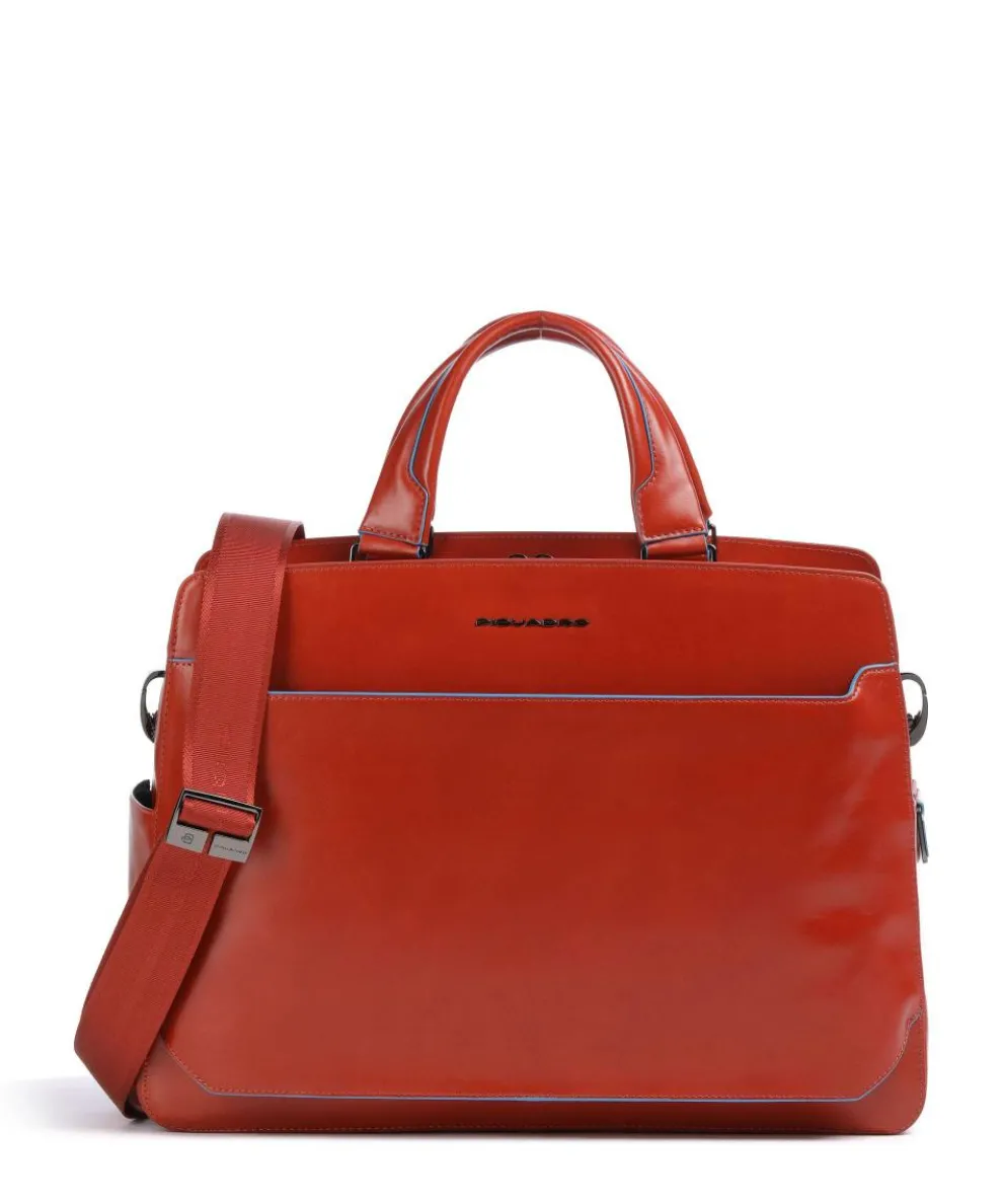 Blue Square Briefcase 15″ fine grain cow leather red brown