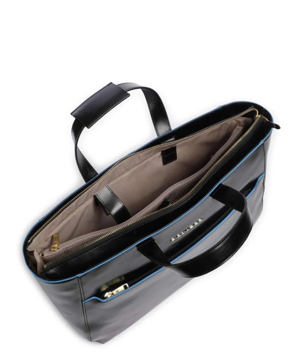 Blue Square Briefcase 14″ fine grain cow leather black