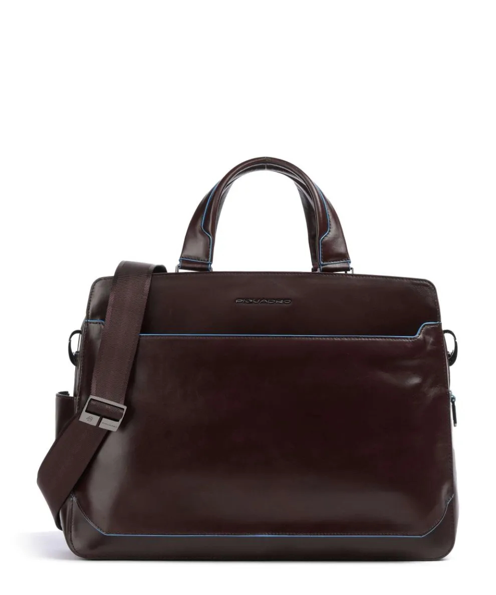 Blue Square Briefcase 15″ fine grain cow leather dark brown