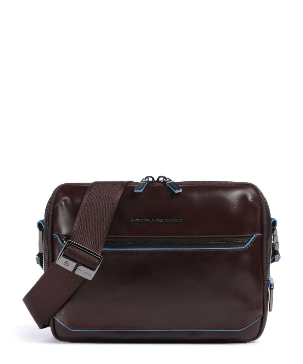 Blue Square Crossbody bag fine grain cow leather dark brown