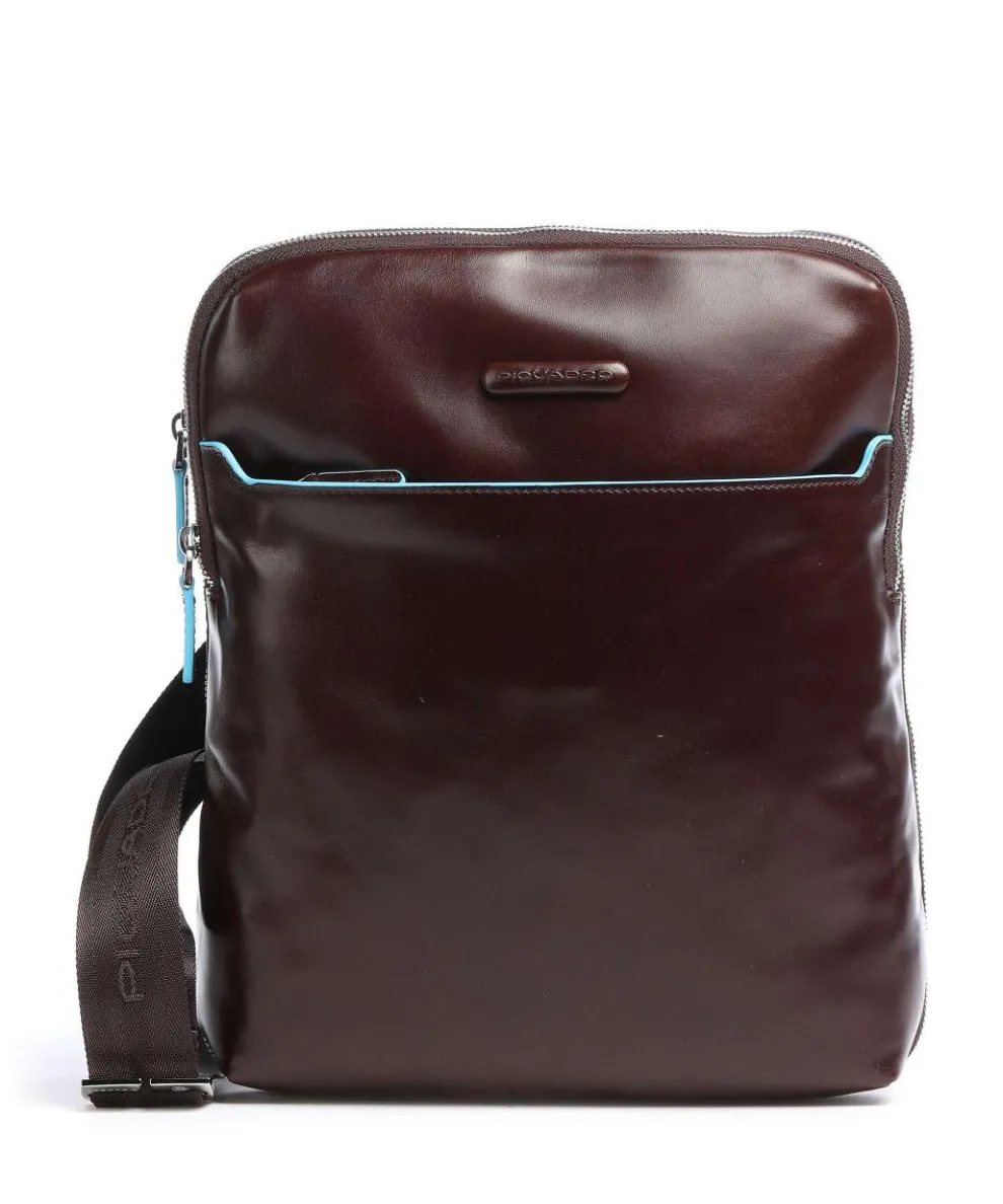 Blue Square Crossbody bag leather mahogany