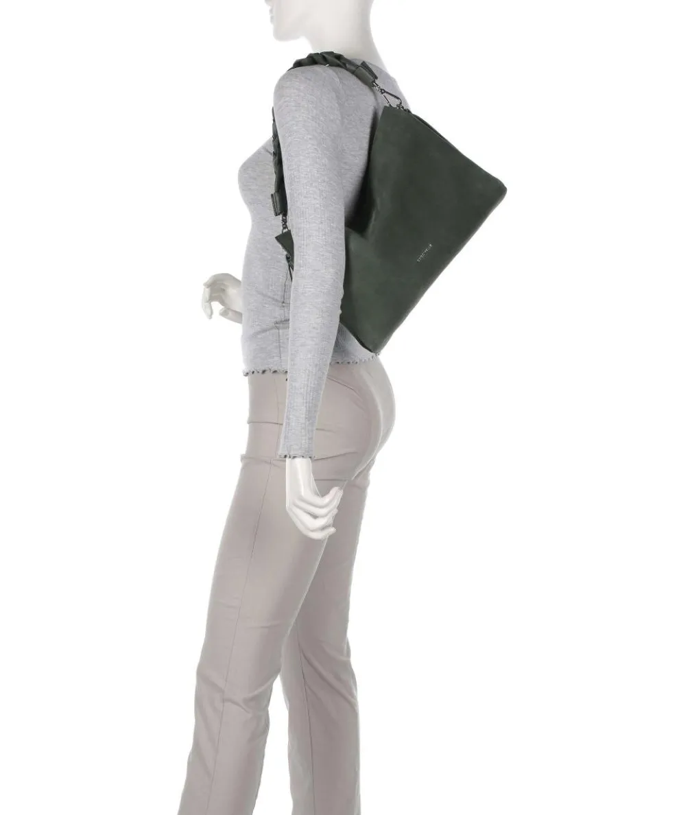 Boheme Suede Hobo bag brushed cow leather dark green