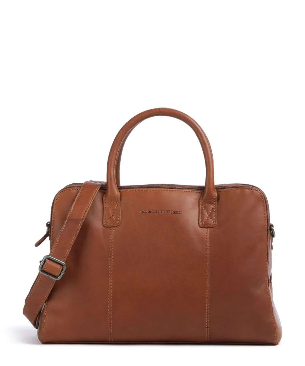 Cow Wax Pull Up Layton Handbag cow leather cognac