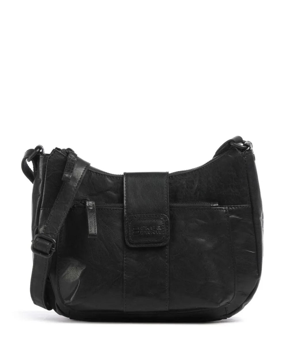 Bronco Carlia Crossbody bag fine grain leather black