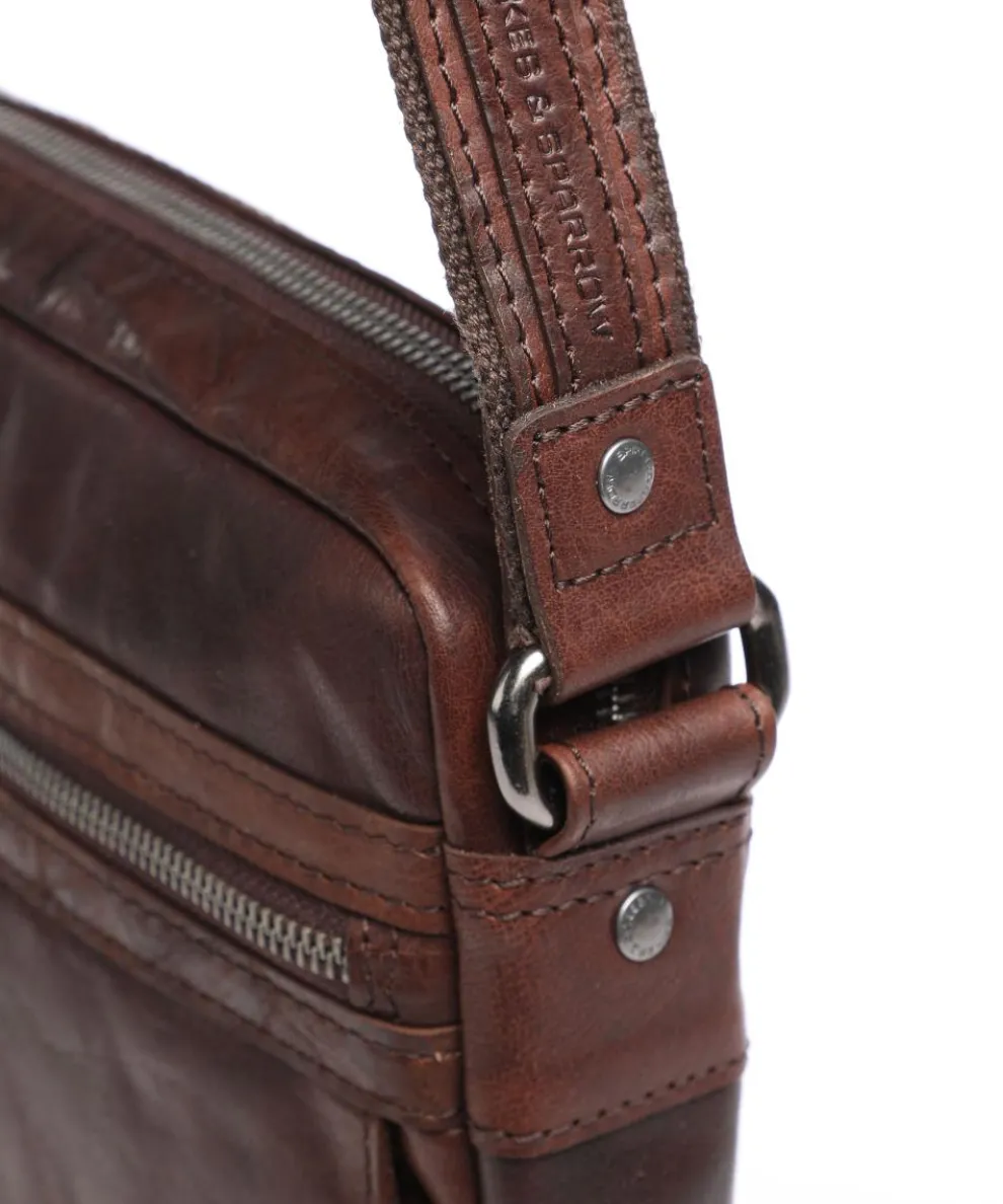 Bronco Crossbody bag grained leather dark brown