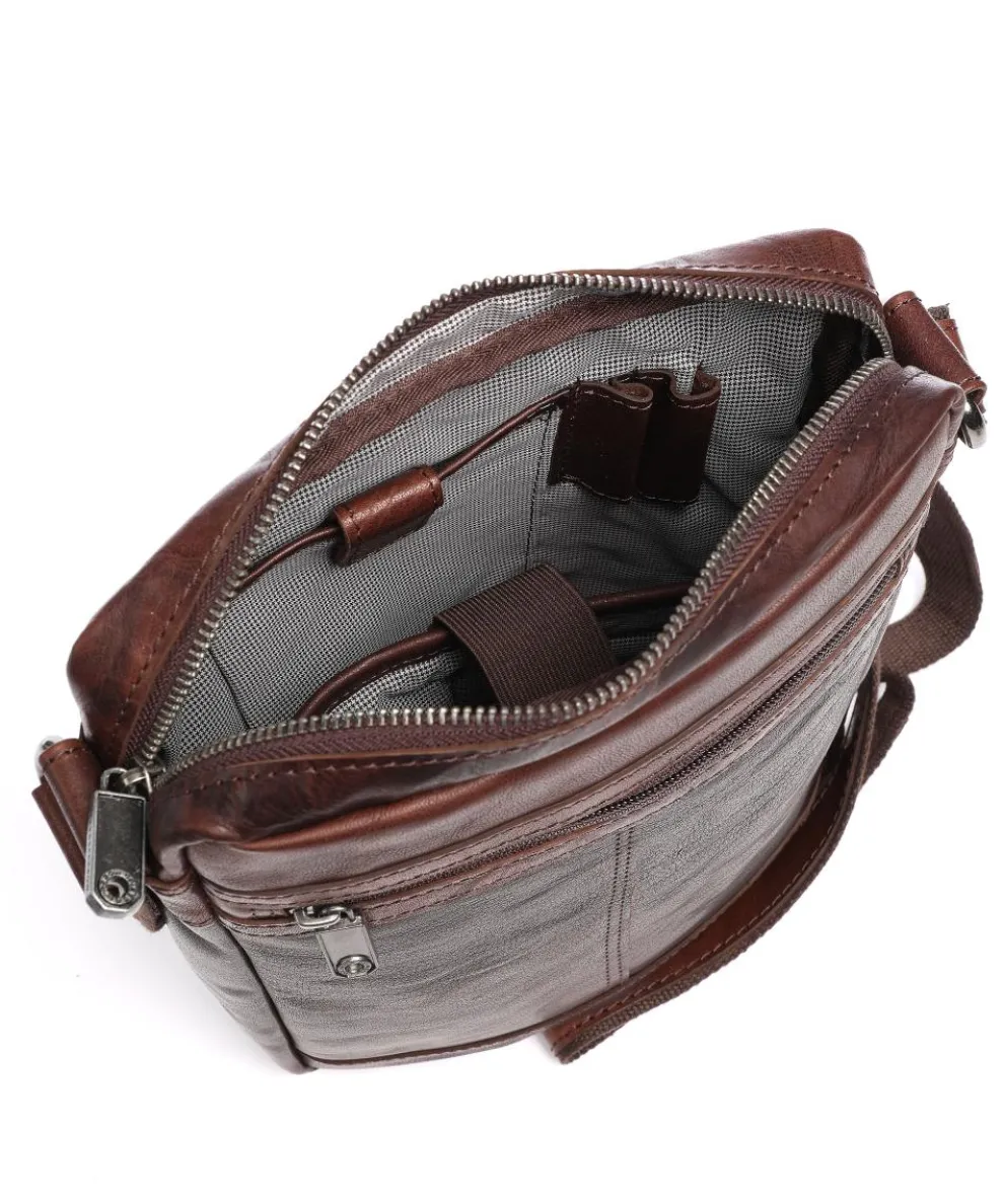Bronco Crossbody bag grained leather dark brown