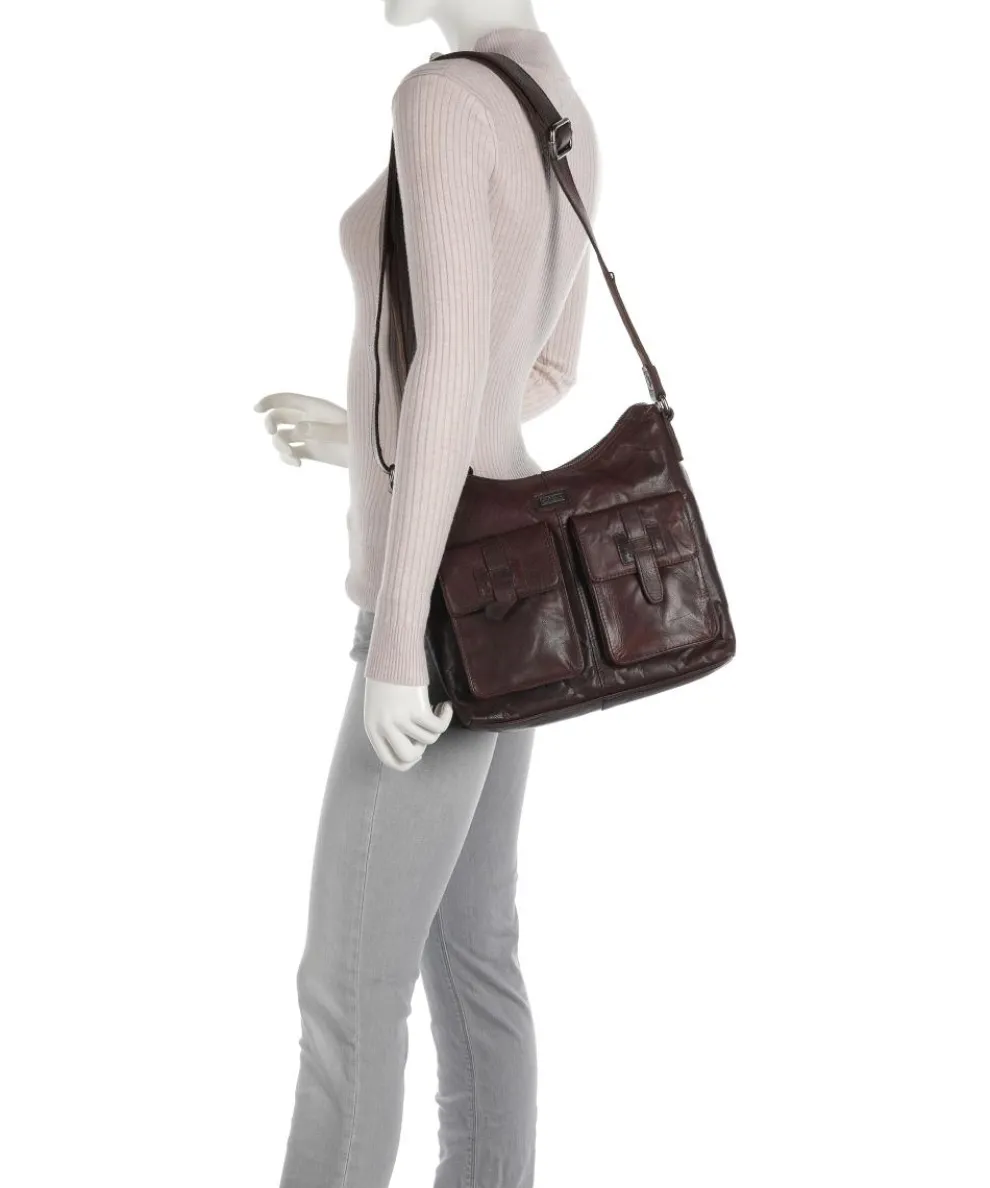 Bronco Hobo bag grained leather dark brown