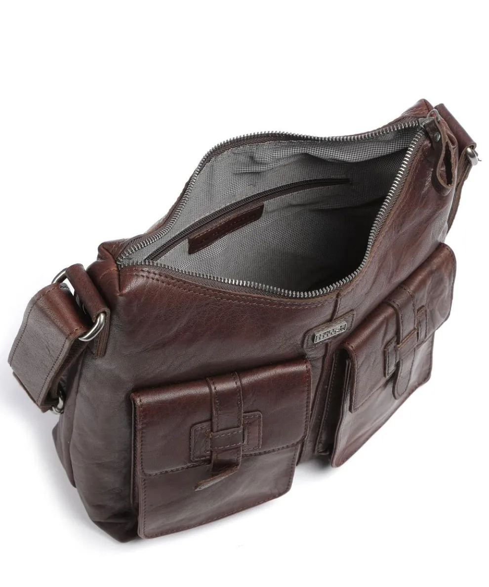 Bronco Hobo bag grained leather dark brown