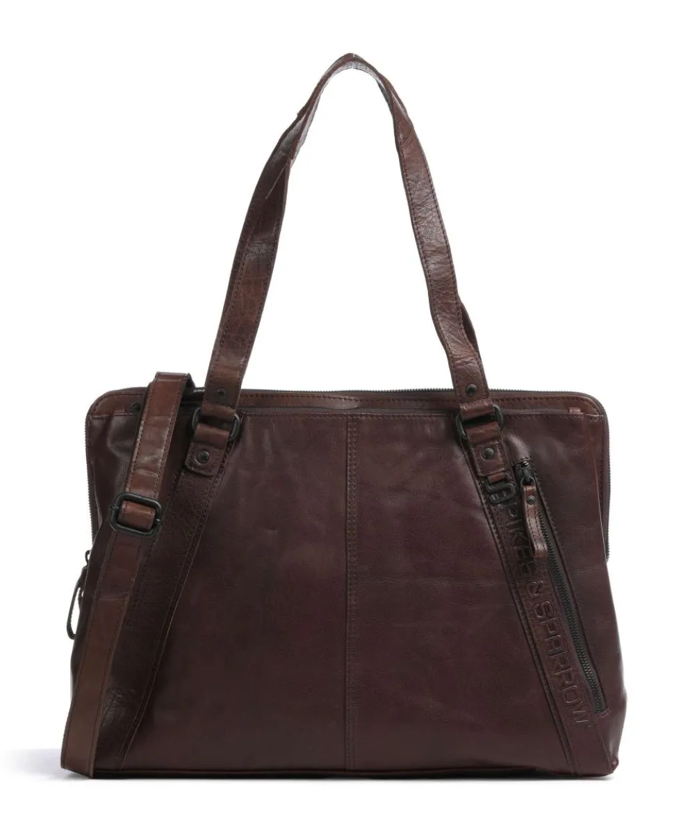 Bronco Lilian Laptop bag 15″ fine grain leather dark brown
