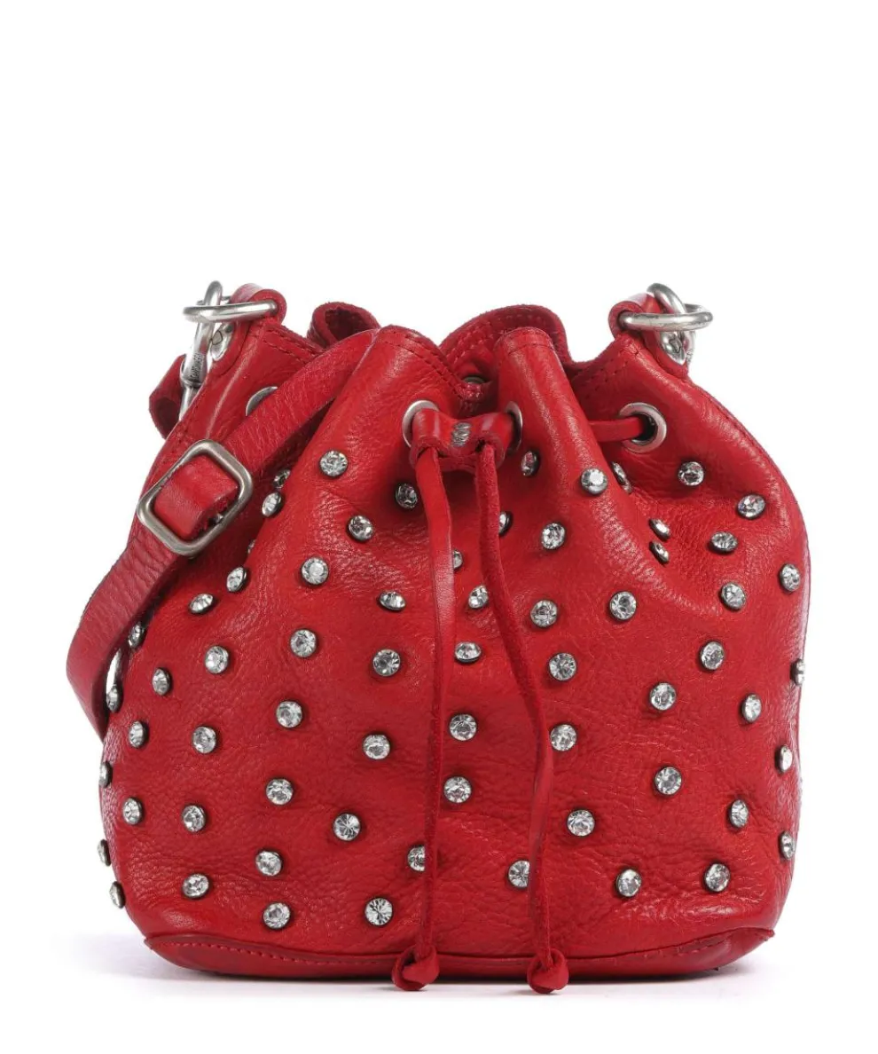 Bucket bag cow leather red