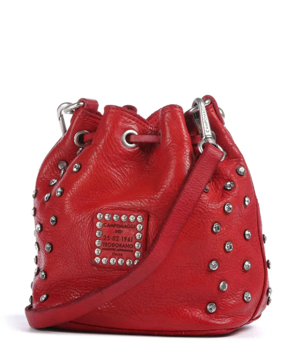 Bucket bag cow leather red