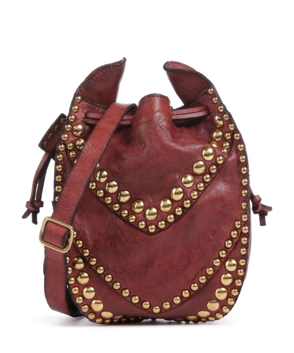 Bucket bag grained cow leather dark red