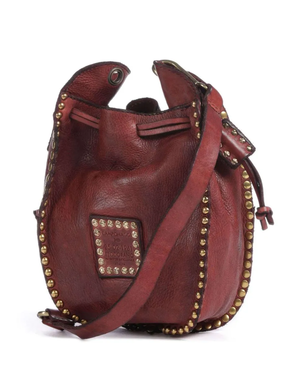 Bucket bag grained cow leather dark red