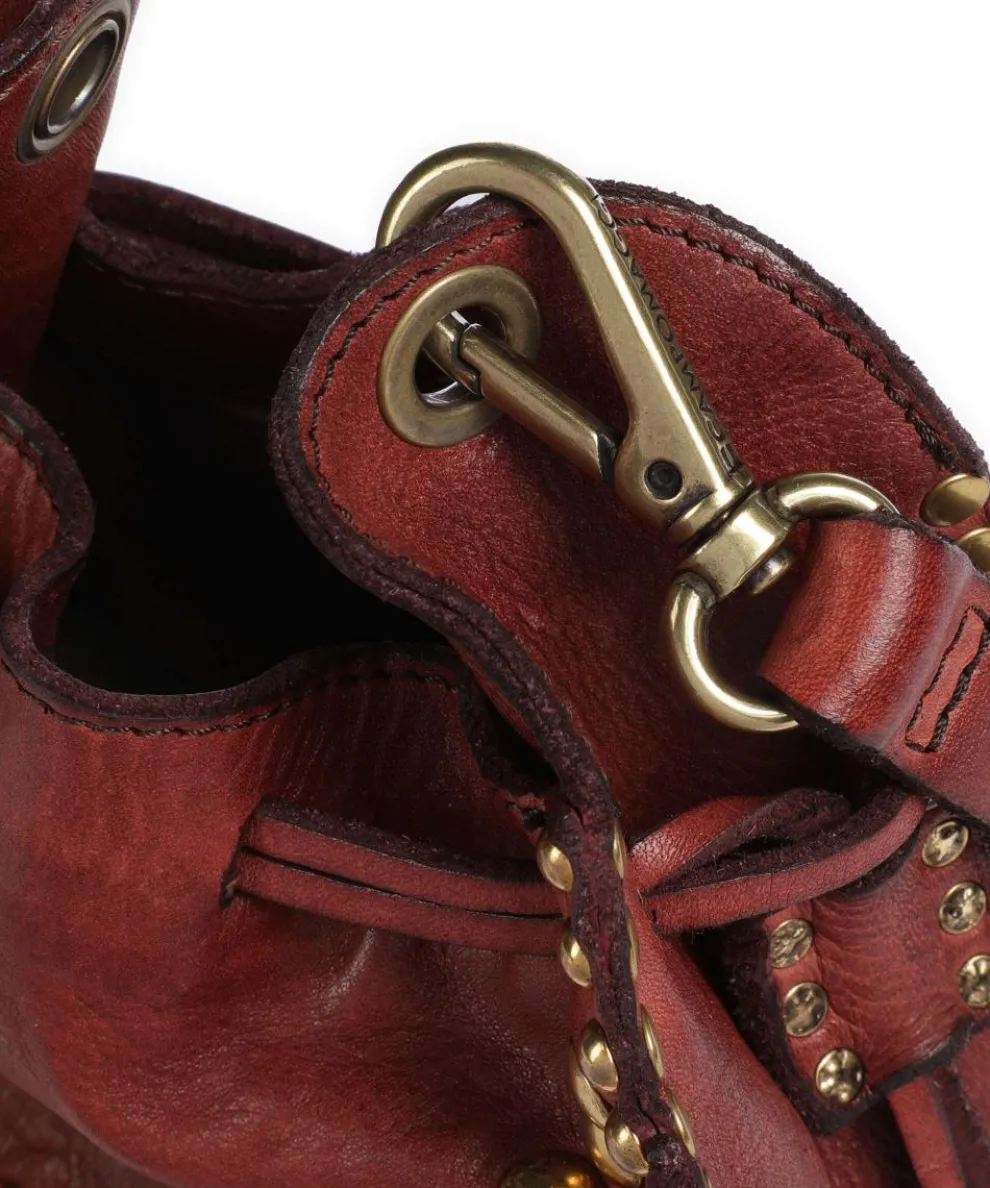 Bucket bag grained cow leather dark red