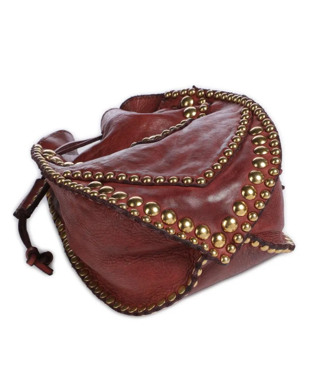 Bucket bag grained cow leather dark red